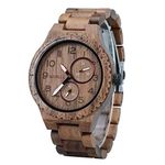 BEWELL Men's Wooden Watches Analogue Japanese Quartz Watch with Wood Bracelet W154A