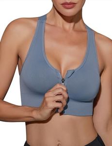 Migcaput Sports Bra Women's Strong Hold Push Up Women's Bustier Padded Bralette Bra Women's Front Closure Without Underwire Shock Absorber Sports Bra for Fitness Yoga, B-Dark Grey Blue, L