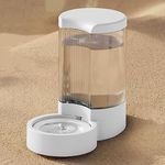 4L Pet Water Dispenser Large Capacity Slow Water Feeder/ 2.2KG Food Feeder Unplugged, Automatic Transparent Slow Drinking Water Dispenser/Feeder for Cats Dogs (White, 4L Water Dispenser)