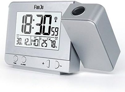 FanJu FJ3531S Projection Alarm Clock with Temperature and Time Projection/USB Port/Indoor Temperature and Humidity/DCF Automatic Time Adjustment/Calendar