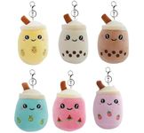 YANGUN Bubble Tea Plush Keyring, 6 Pack Boba Plush Keyring, Bubble Tea Key Chain, Boba Tea Plush Keychain 8 cm, Small Stuffed Animals Boba Plushies, Kawaii Plush Toy Kindergarten Classroom Presents