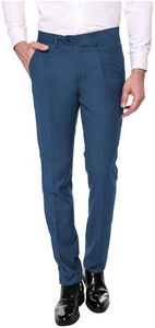 COOFANDY Men's Classic Fit Dress Pants Casual Flat Front Pant Expandable Waist Suit Pants Blue