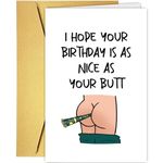 Supoeguk Funny Birthday Card for Boyfriend Husband, Naughty Birthday Card from Wife Girlfriend, Hope Your Birthday Is as Nice as Your Butt