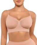 FeelinGirl Bras for Women Seamless Bra Comfort Bras Wire Free Plus Size Minimiser Bra Adjustable Straps Wireless Sports Bra Nude M