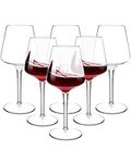 MICHLEY Modern Red Wine Glasses Set of 6(15oz), Reusable Tritan Plastic Goblet,Shatterproof White Wine Cups for Outdoor