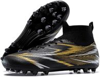 CZRE Unisex Soccer Cleats High Top Ankle Support Football Shoes Black