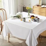 Mysky Home Square Tablecloth 54x54 Inch White Tablecloth Washable Polyester Table Cloth for Square or Round Tables Buffet Table, Parties, Holiday Dinner, Wedding