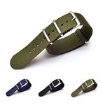 vinanth enterprises NATO Nylon Watch Band/Watch Strap - Multicolor with Stainless Steel Buckle (Green, 20)