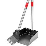 Poop Scooper for Large Dogs, 2 in 1 Dog Pooper Scooper for Yard, Tray, Rake-Shovel Metal Pooper Scooper, Heavy Duty Pooper Scooper Long Handle, Dog Poop Rake and Spade for Cleaning Dog Waste & Potty