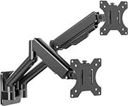 PUTORSEN Dual Montior Wall Mount, Monitor Wall Arm for 17-32 inch Flat/Curved Computer Screens, Each Holds Up to 19.8lbs, Full Motion Wall Monitor Mount with VESA 75x75/100x100