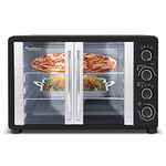 TurboTronic FEO45 Electric Mini Oven 45L - French Doors Compact Table Top Oven with Timer for Baking, Grilling, Rotisserie, Pizza, Toast and Reheating - Comes with Rotisserie Set, Baking Tray