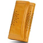 APHISON Womens Wallet RFID Blocking PU Leather Clutch Long Wallet for Women Card Holder Ladies Phone Purse DARK-YELLOW