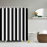 Boyouth Black White Vertical Stripe Pattern Digital Print Shower Curtains for Bathroom Decor,Polyester Waterproof Fabric Bath Curtain with 12 Hooks,70x70-Inch,Multicolor