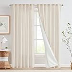 COLLACT Beige Linen Curtains 84 Inc