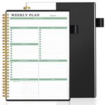 Weekly Planner Undated, Weekly Goals Notebook, Weekly To Do List Planner, Weekly Goal Planner with Habit Tracker, Weekly Work Planner, Appointment Organizer Notebook for Men & Women, Pocket, Pen Loop, Twin-wire Spiral Binding, 53 Weeks, Black (7"x10")