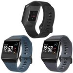 SKYLET Compatible with Fitbit Ionic Bands for Men Women, 3 Pack Soft Sport Replacement Wristbands Compatible with Fitbit Ionic Smart Watch with Buckle(Black,Slate, Gray with Black Buckle Large)