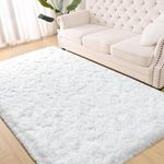 Terrug Fluffy Rugs for Living Room Bedroom, White 6x9 Area Rug Washable Shag Carpet, Super Soft Fuzzy Plush Non-Slip Cute Modern Kids Rug for Nursery College Dorm Classroom Kids Room Home Decor