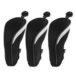 Andux 3 Pack Golf Hybrid Club Head Covers Dial No. Tag (All The Same Size) Black/Black