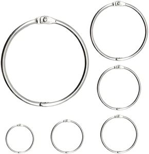 OWLKELA Binder Rings 50 Pcs, Assorted Sizes, Nickel Plated, Loose Leaf Binder Ring, Rings for Flash Cards, Index Card Rings, Book Rings, Ring Hooks, Paper Rings for School, Home or Office