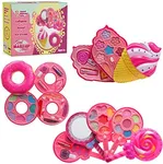 DRESS 2 PLAY Kids Makeup Kit for Girls - Princess Real Washable Make Up Set - 3 in 1 Makeup Kit for Toddlers - Cosmetics Pretend Playset Toy with Lollipop, Ice Cream, and Donut Makeup Palettes