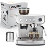 Breville Barista Max Espresso Machine , Latte & Cappuccino Coffee Maker with Integrated Bean Grinder & Steam Wand , 2.8 L Water Tank , 15 Bar Italian Pump , Stainless Steel