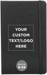 DISCOUNT PROMOS Custom Hardcover Notebook Journals with Elastic Colored Band Set of 24, Personalized Bulk Pack - Perfect for School, Office, Home - Black
