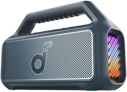 Soundcore Boom 2 By Anker, Outdoor Speaker, 80W, Subwoofer, BassUp 2.0, 24H Playtime, IPX7 Waterproof, Floatable, RGB Lights, USB-C, Custom EQ, Bluetooth 5.3, Portable for Camping and Beach - Blue