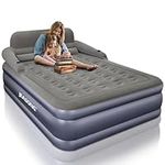 JEASONG Inflatable Beds with Headboard, Fast Inflate/Deflate Inflatable Airbed, 50cm High Blow Up Bed with Comfortable Flocked Top for Home Guest Travel (GREY, King (U.K. Standard))