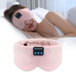 Sleep Headphones Bluetooth Eye Mask, Soft Wireless Bluetooth Headband Sleeping Mask with Ultra-thin Headset, Music Travel Adjustable Eye Cover for Women Men Side Sleepers (Pink)