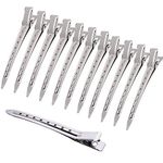 3.5 Inches Duck Bill Hair Clips Metal Alligator Curl Clips Sectioning Clips with Holes, Crocodile Clips Hair Styling Clips for Salon and Women Girls Accessories (12PCS)