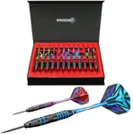 WINSDART Darts Metal Tip Set Professional Metal Darts for Dartboard Steel Tip Darts with Nonslip Iron Barrel Aluminum Dart Shafts,Extra Flights,Dart Sharpener,Gift Box