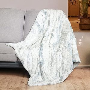 WOOMER [5 Year Warranty] Heated Throw Electric Throw(50"x 60"), Soft Flannel Fast Heating Blanket, 4 Heating Levels & 4H Auto Off, Machine Washable, Over-Heat Protection