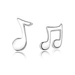 CHENGMEN Cute Small Musical Note 925 Sterling Silver Stud Earrings for Women Girls Mother's Day Music Style Earring for Birthday Gifts