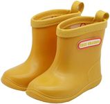 Toddler Rain Boots Baby Rain Boots Short rain boots for toddler Easy-on Lightweight and Waterproof, Yellow, 5 Toddler