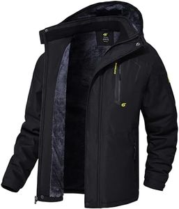 QPNGRP Mens Waterproof Ski Snowboard Jacket Windproof Winter Snow Coat, Black, Large