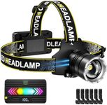 SPK 90000LM Super Bright Headlamp Rechargeable with Motion Sensor, 5 Modes Head Lights for Forehead, Waterproof Head Lamp for Camping, Outdoor & Hard Hat, Detachable Power Pack & 13 Taillight Modes