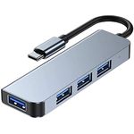 USB C Hub USB 3.0 Slim Aluminumshell Type C to 4-Port USB 3.0 Adapter, High Speed USB Splitter, Compatible with MacBook Air, Mac Pro/Mini, iMac, XPS, PS5, Xbox One, Flash Drive, Mobile HDD