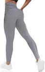 VOOVEEYA Curvy Womens Leggings, High Waisted Yoga Pants with Back Pockets, Tummy Control - Buttery Soft - Stretchy, Plaid, X-Large