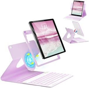 OYEEICE for iPad 6th Generation Case with Keyboard 9.7 inch - Detachable Backlit Keyboard, Upgraded Magnetic Cover with Pencil Holder for iPad Air 2nd Generation & iPad 6th/5th Gen - Purple