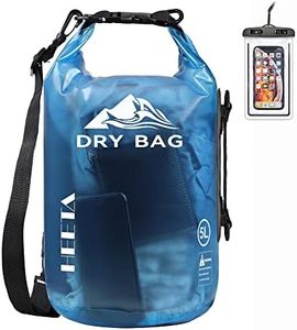 HEETA Dry Bag Waterproof for Women Men, Roll Top Lightweight Dry Storage Bag Backpack with Phone Case for Travel, Swimming, Boating, Kayaking, Camping and Beach (Transparent Blue, 5L)