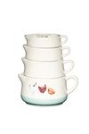KitchenCraft Apple Farm Hand-Finished 'Hazel Hen' Ceramic Measuring Cups - Cream / Green (Set of 4),8.8 x 12 x 13.5 cm