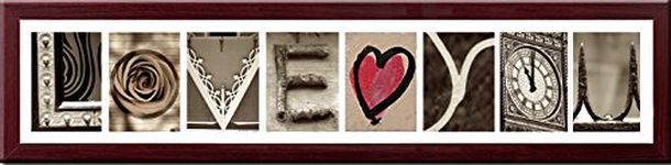 Imagine Letters 8-Opening, White Matted Brown Photo Collage Frame