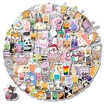 Milk Tea Stickers 105PCS Kawaii Bubble Tea Stickers,Drink Stickers, Vinyl Cute Tea Stickers Gifts,Asthetic Stickers,Water Bottle Sticker Pack for Teens Girls Kids