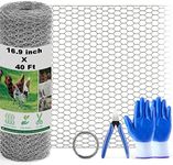 Chicken Wire Fencing Mesh, 16.9 Inch x 40 Feet Metal Floral Chicken Wire Fence for Crafts Poultry Garden, 0.6 Inch Hexagonal Galvanized Hardware Cloth Netting for Chicken Coop Barrier Rabbit Cage