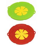 VOANZO 2 Pcs Spill Stopper Lid Silicone Spill stopper for Pans and Pots Boil Over Safeguard Multi-Function Kitchen Tool (Green + Red)