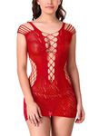 Xs and Os Women Stretchable Top Bodysuit Babydoll Lingerie (Red, Medium)