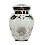 ESPLANADE- Cremation Mini urn Keepsake Memorial | Small Size urn for Ashes Funeral Burial Container, jar, Pot | Color- White -3.2 cms.