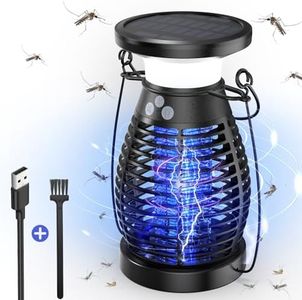 Solar Bug Zapper Indoor, 3 in 1 UV Mosquito Killer Lamp, 4000mAh 4200V Electric Fly Zapper, USB Rechargeable Insect Killer Traps for Office Kitchen Bedroom Garden Camping Outdoor, Black