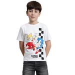 Kidsville Sonic Classic Printed Regular Fit White Cotton Boy's T-Shirt