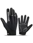 KUTOOK Autumn Pad Full Finger Bike Gloves Finger Tip with Touch Screen Function Black Medium